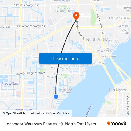 Lochmoor Waterway Estates to North Fort Myers map