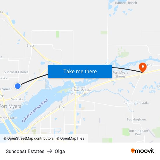 Suncoast Estates to Olga map