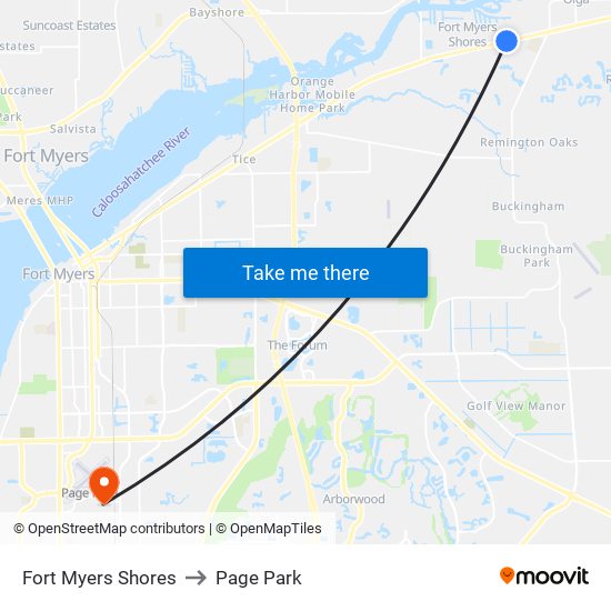 Fort Myers Shores to Page Park map