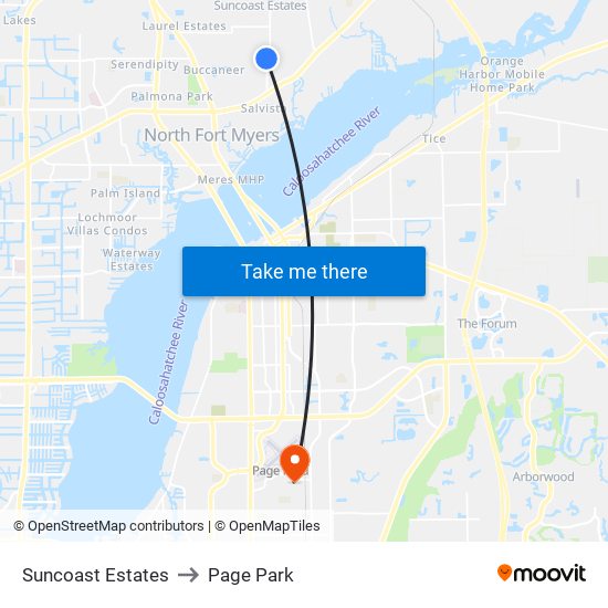 Suncoast Estates to Page Park map