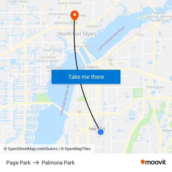 Page Park to Palmona Park map