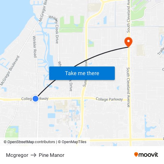 Mcgregor to Pine Manor map