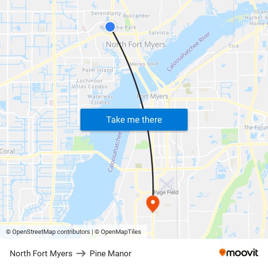 North Fort Myers to Pine Manor map