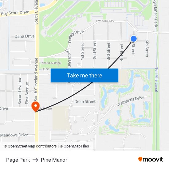 Page Park to Pine Manor map