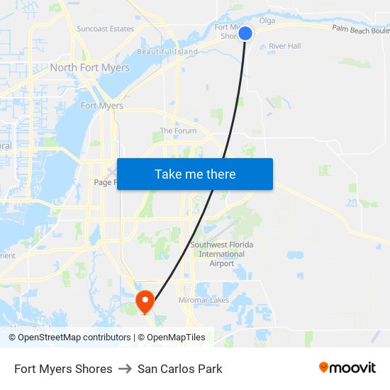 Fort Myers Shores to San Carlos Park map