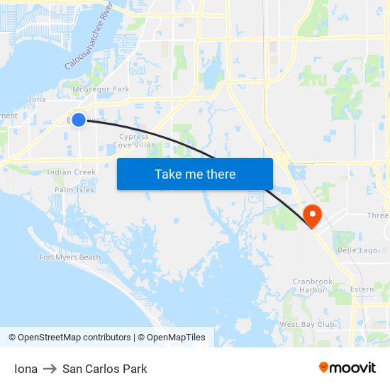 Iona to San Carlos Park map