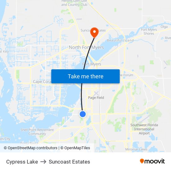 Cypress Lake to Suncoast Estates map