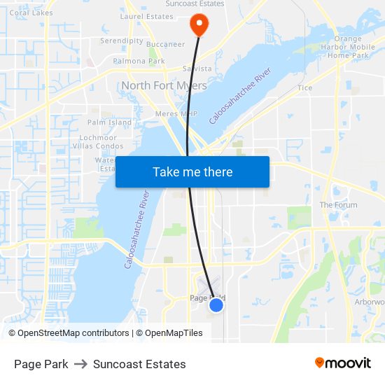 Page Park to Suncoast Estates map