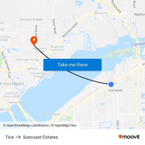 Tice to Suncoast Estates map