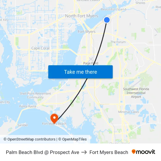 Palm Beach Blvd @ Prospect Ave to Fort Myers Beach map