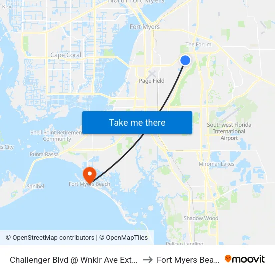 Challenger Blvd @ Wnklr Ave Ext-Eb to Fort Myers Beach map