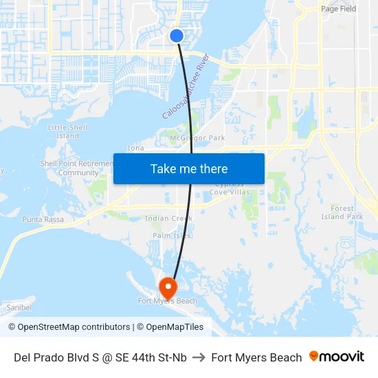 Del Prado Blvd S @ SE 44th St-Nb to Fort Myers Beach map