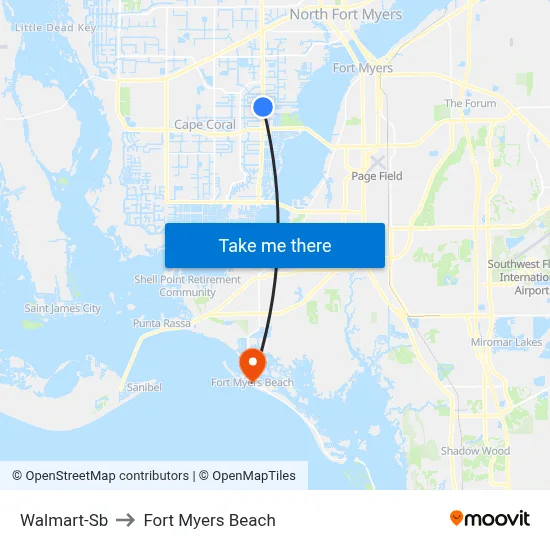 Walmart-Sb to Fort Myers Beach map