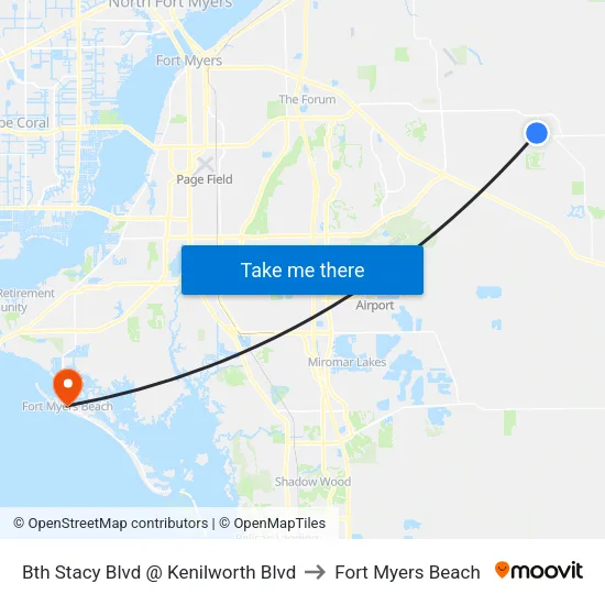Bth Stacy Blvd @ Kenilworth Blvd to Fort Myers Beach map