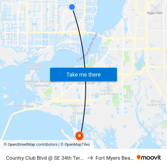 Country Club Blvd @ SE 34th Ter-Nb to Fort Myers Beach map