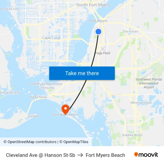 Cleveland Ave @ Hanson St-Sb to Fort Myers Beach map
