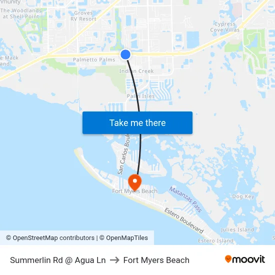 Summerlin Rd @ Agua Ln to Fort Myers Beach map