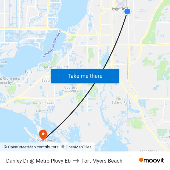 Danley Dr @ Metro Pkwy-Eb to Fort Myers Beach map