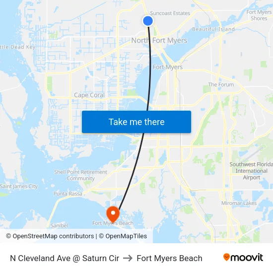 N Cleveland Ave @ Saturn Cir to Fort Myers Beach map