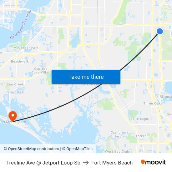 Treeline Ave @ Jetport Loop-Sb to Fort Myers Beach map