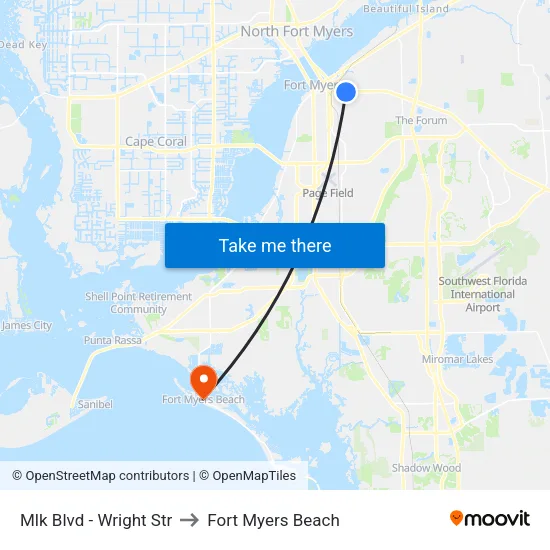 Mlk Blvd - Wright Str to Fort Myers Beach map