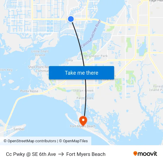 Cc Pwky @ SE 6th Ave to Fort Myers Beach map
