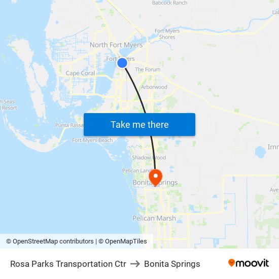 Rosa Parks Transportation Ctr to Bonita Springs map