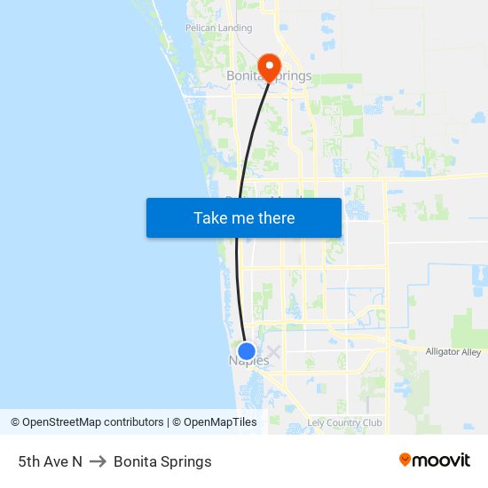 5th Ave N to Bonita Springs map