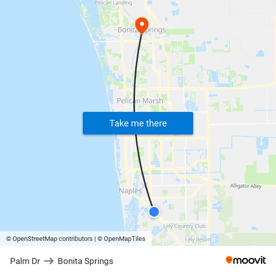 Palm Dr to Bonita Springs map