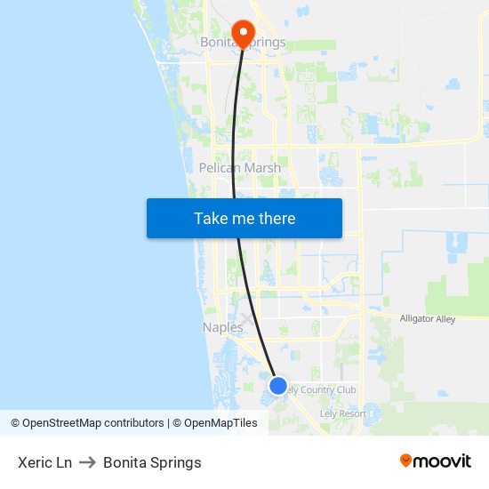 Xeric Ln to Bonita Springs map