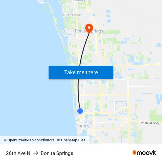 26th Ave N to Bonita Springs map