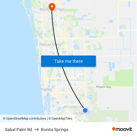 Sabal Palm Rd to Bonita Springs map