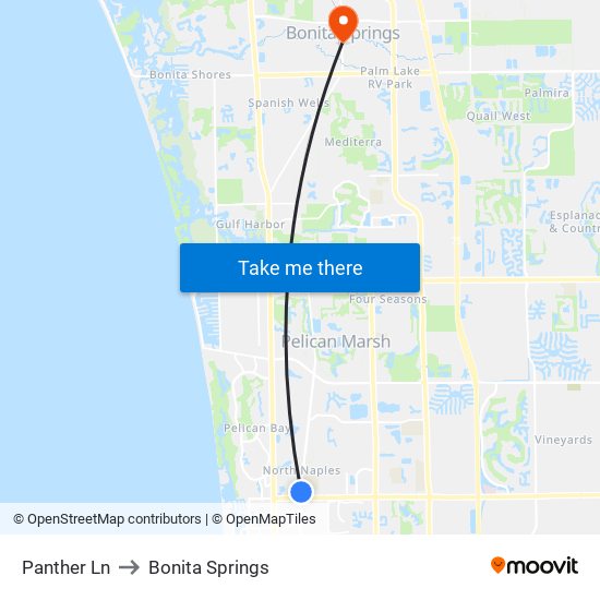 Panther Ln to Bonita Springs map