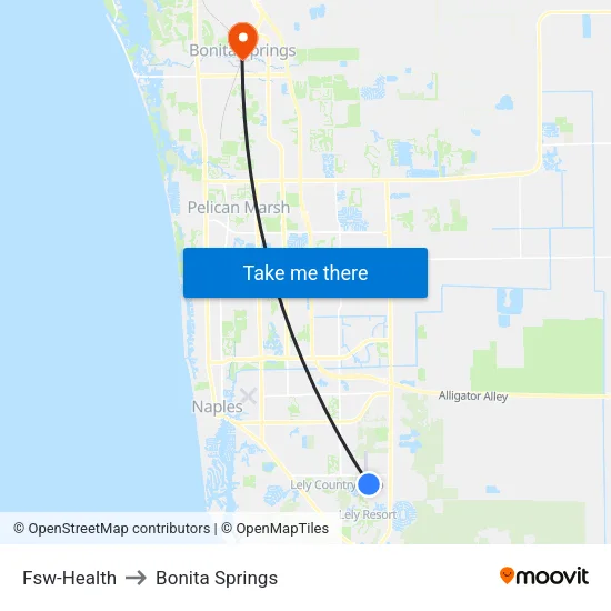 Fsw-Health to Bonita Springs map