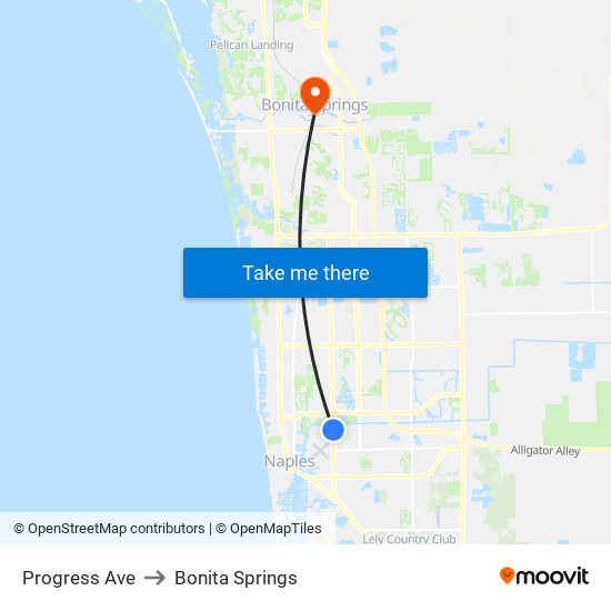 Progress Ave to Bonita Springs map