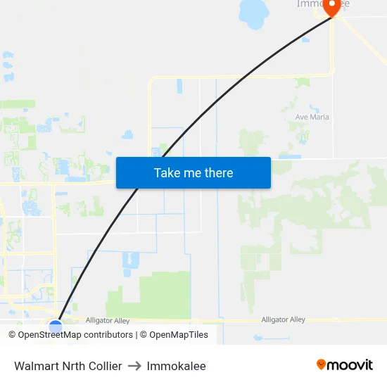 Walmart Nrth Collier to Immokalee map