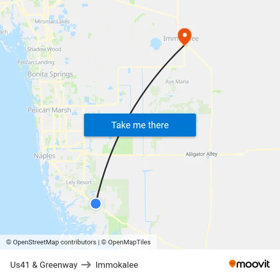 Us41 & Greenway to Immokalee map