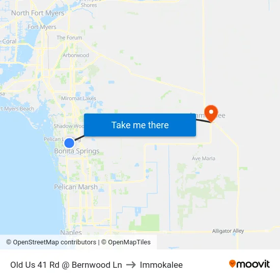 Old Us 41 Rd @ Bernwood Ln to Immokalee map