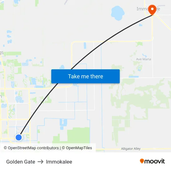 Golden Gate to Immokalee map