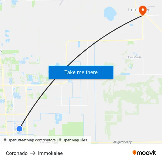 Coronado to Immokalee map