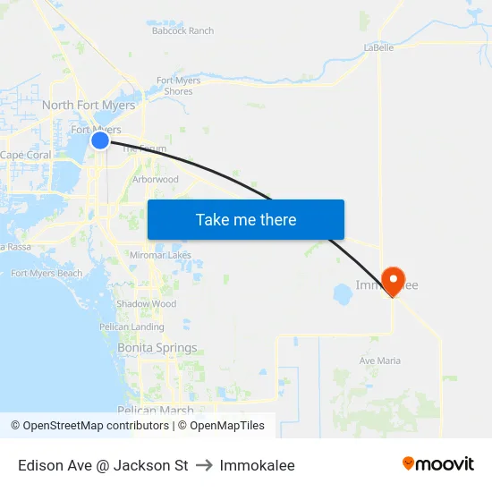 Edison Ave @ Jackson St to Immokalee map