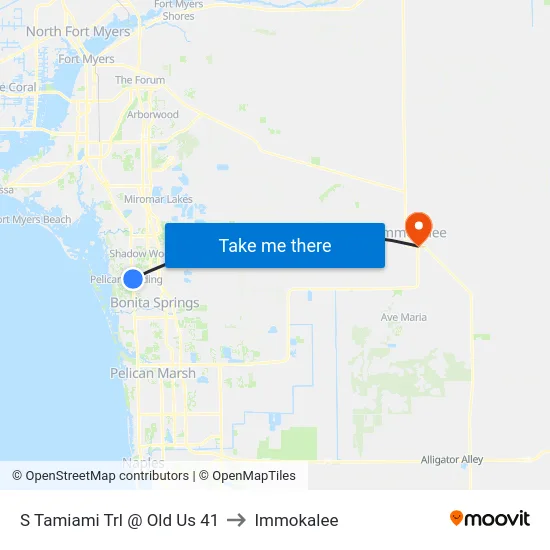 S Tamiami Trl @ Old Us 41 to Immokalee map