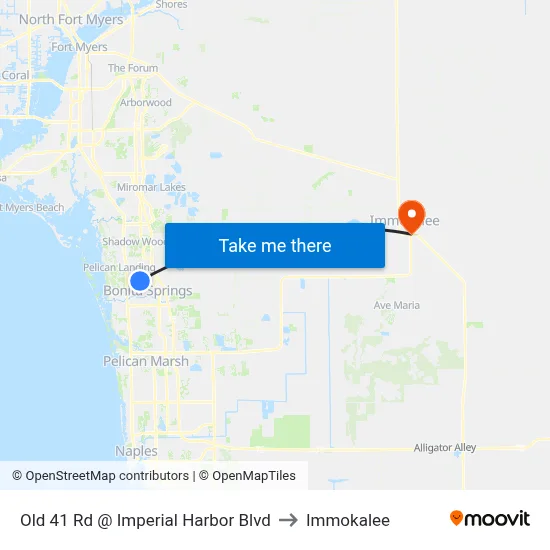 Old 41 Rd @ Imperial Harbor Blvd to Immokalee map
