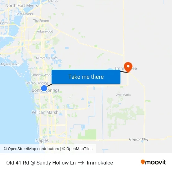 Old 41 Rd @ Sandy Hollow Ln to Immokalee map