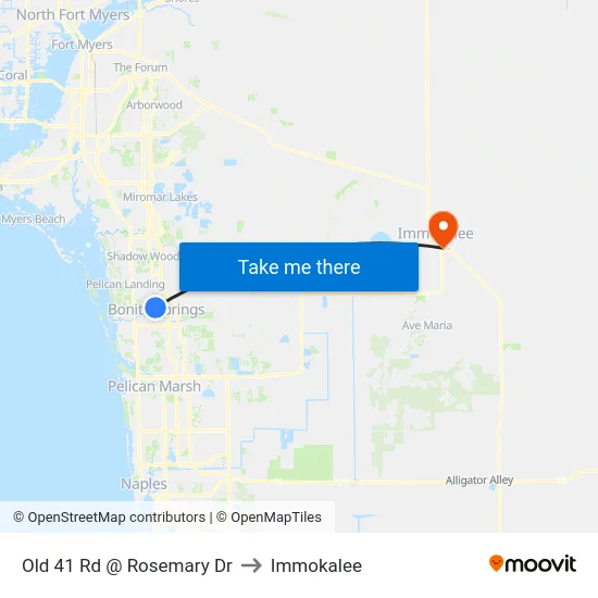 Old 41 Rd @ Rosemary Dr to Immokalee map