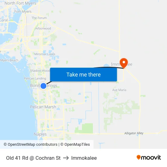 Old 41 Rd @ Cochran St to Immokalee map