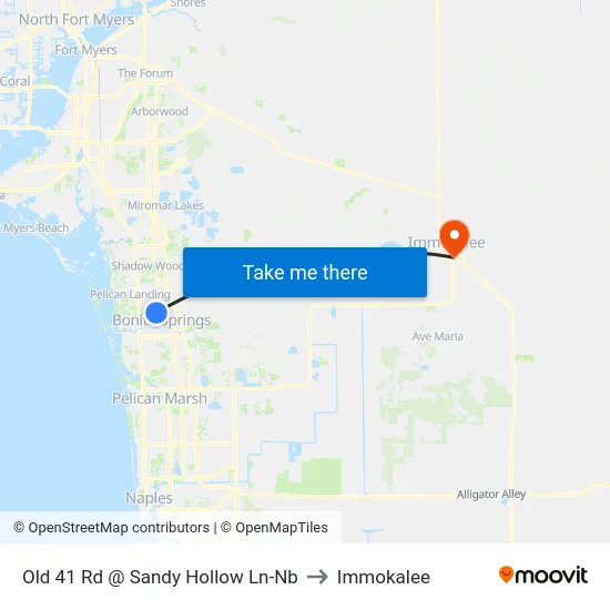 Old 41 Rd @ Sandy Hollow Ln-Nb to Immokalee map
