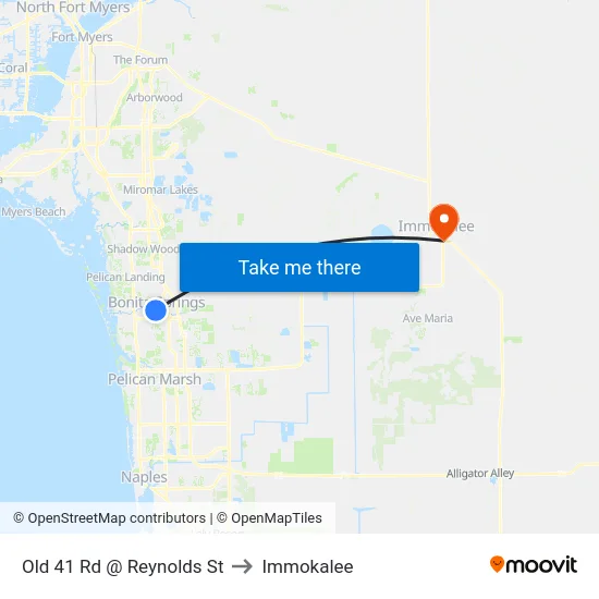 Old 41 Rd @ Reynolds St to Immokalee map