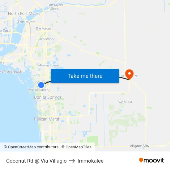 Coconut Rd @ Via Villagio to Immokalee map