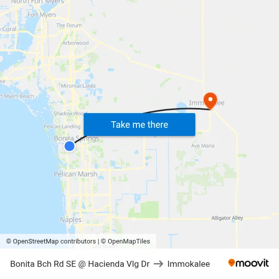Bonita Bch Rd SE @ Hacienda Vlg Dr to Immokalee map